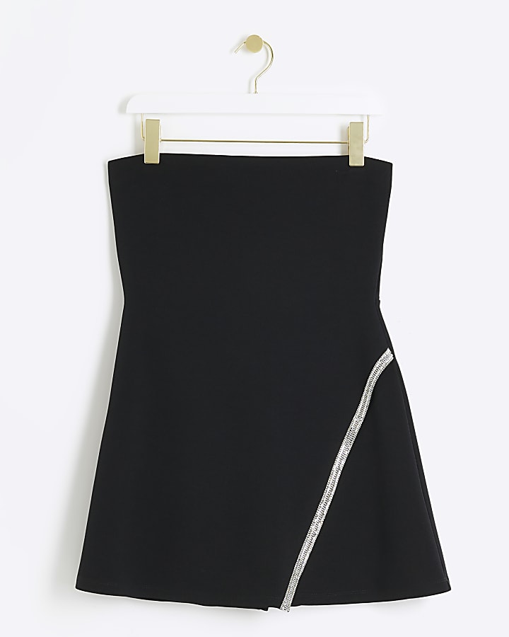 Black diamante bandeau skort playsuit