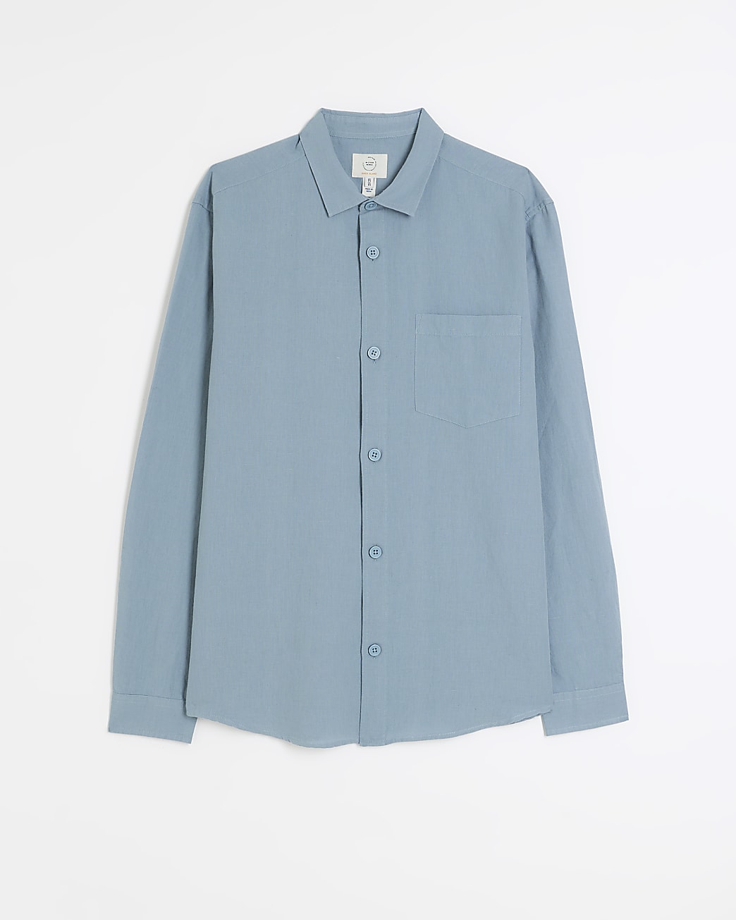 Blue regular fit linen blend smart shirt