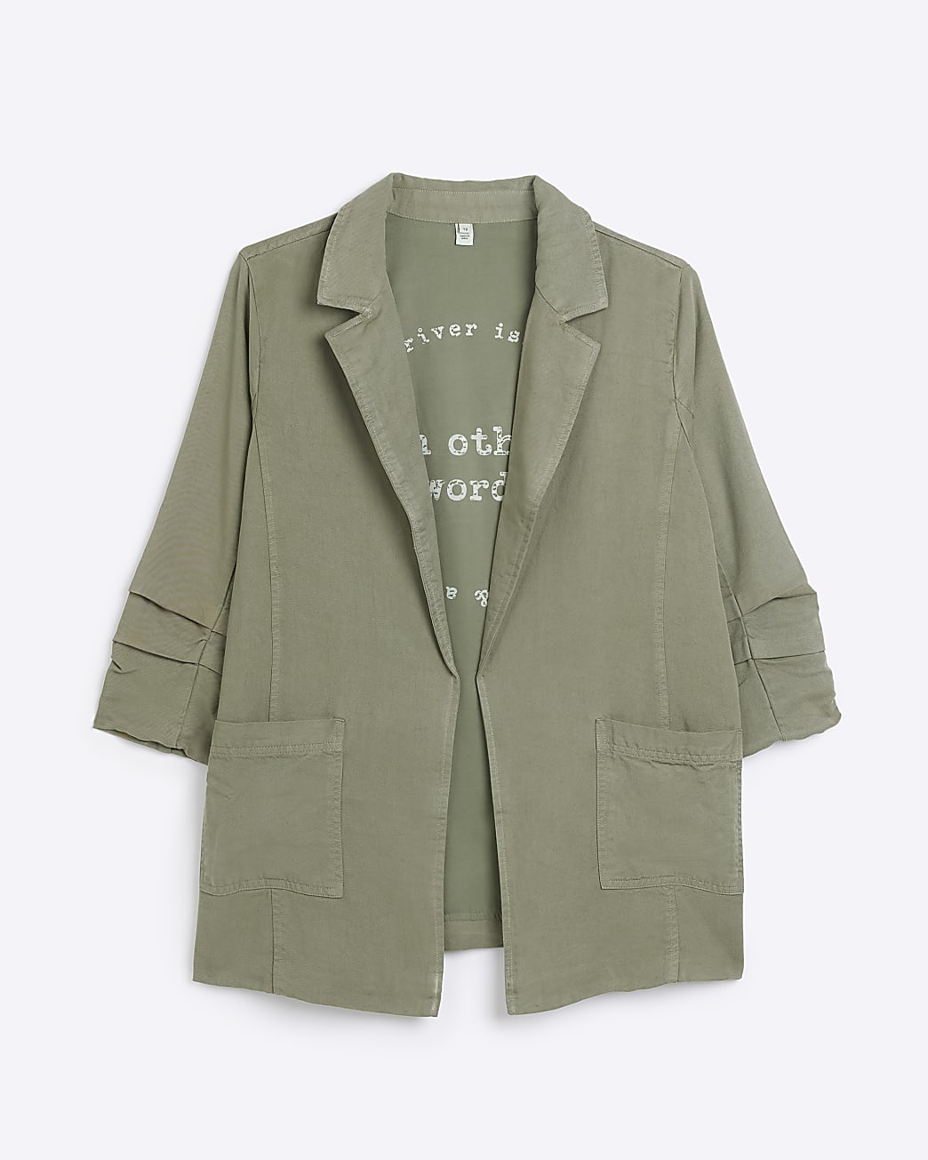 Khaki lyocell rolled sleeve blazer