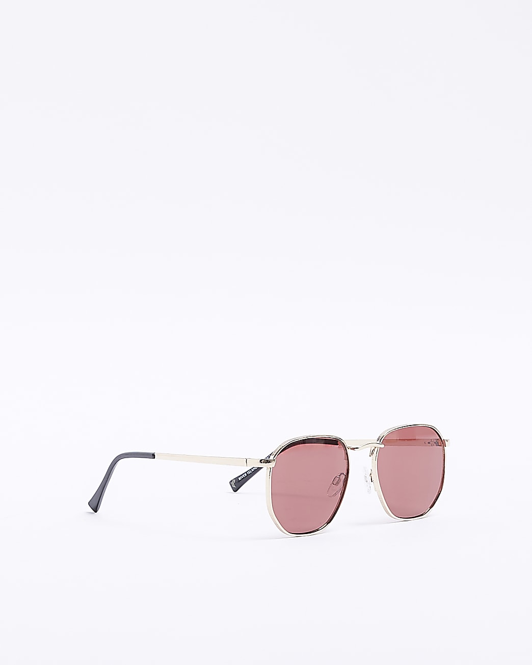 Gold colour pink lenses round sunglasses