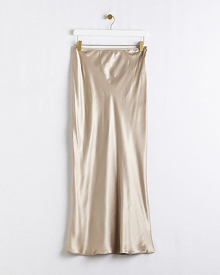 Gold satin maxi skirt