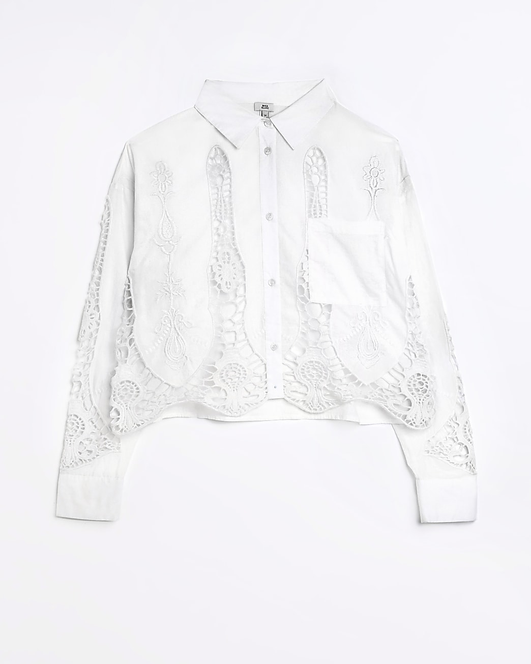 White cutwork broderie detail shirt