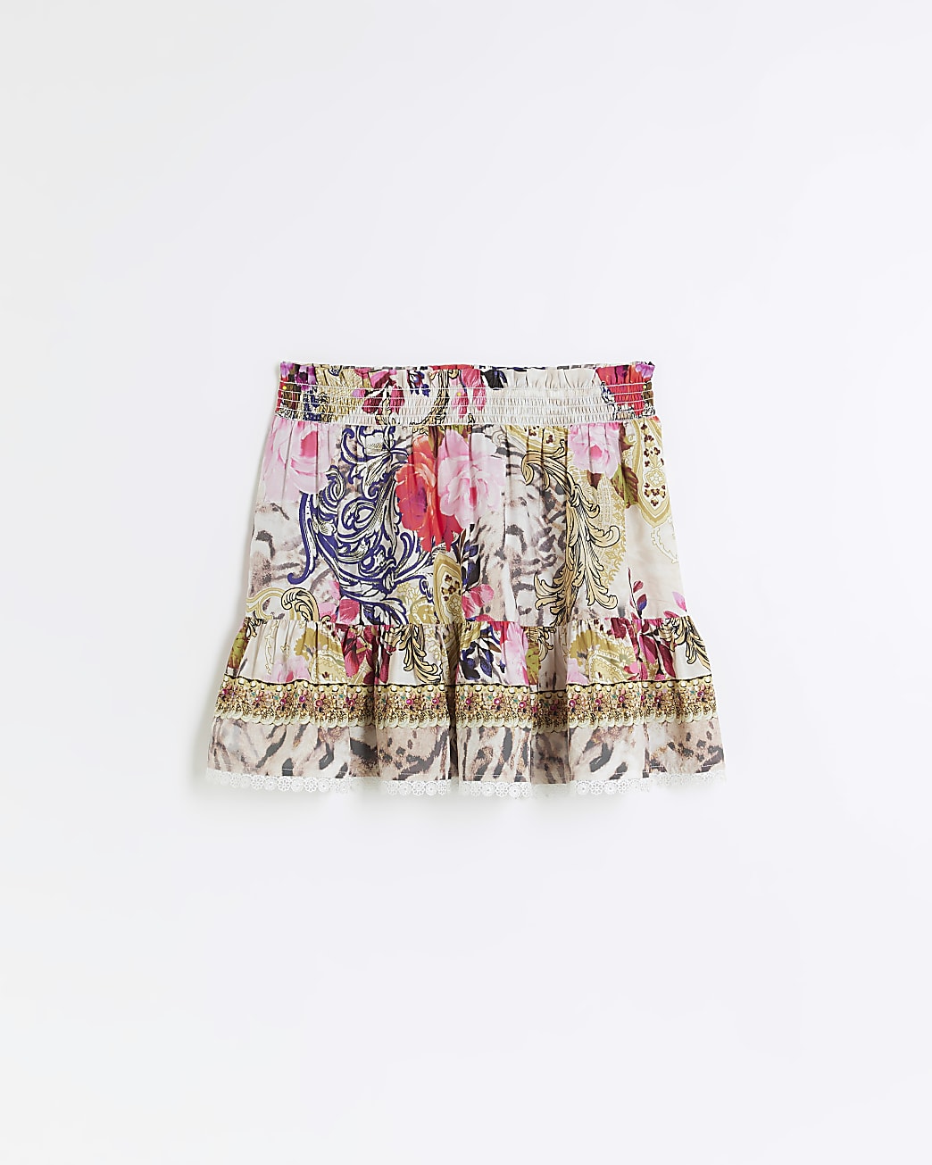 Pink print mini skirt