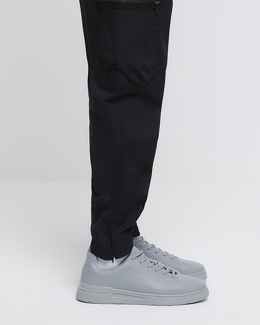 Grey lace up cupsole trainers