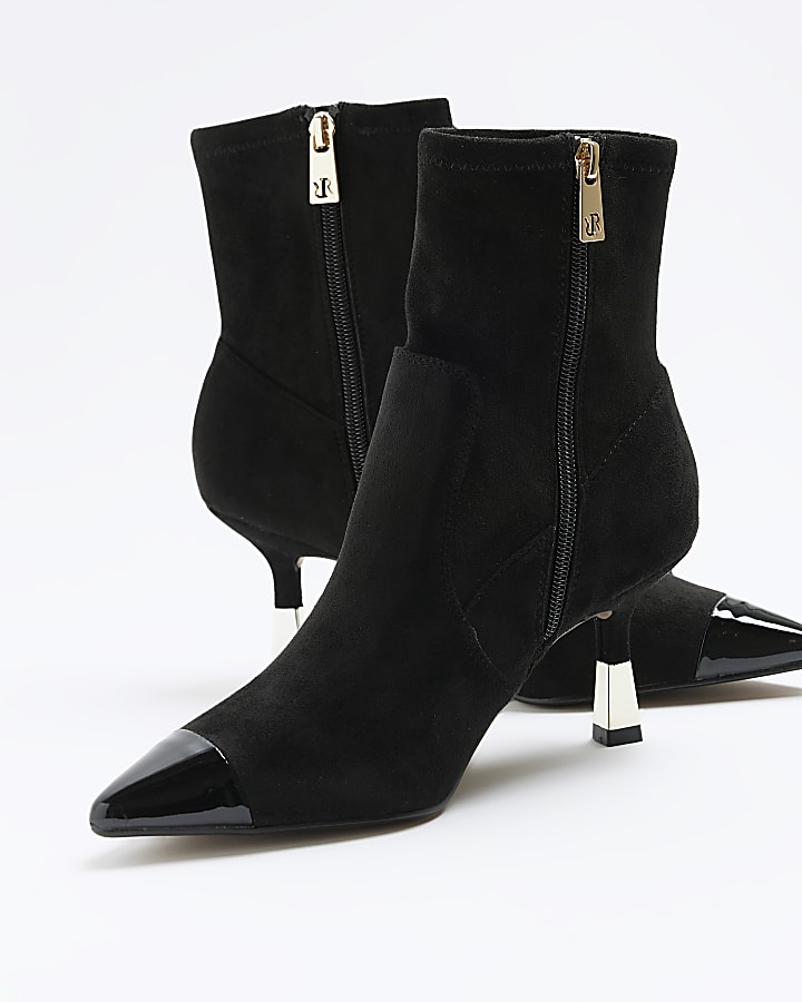 Black toe cap heeled ankle boots