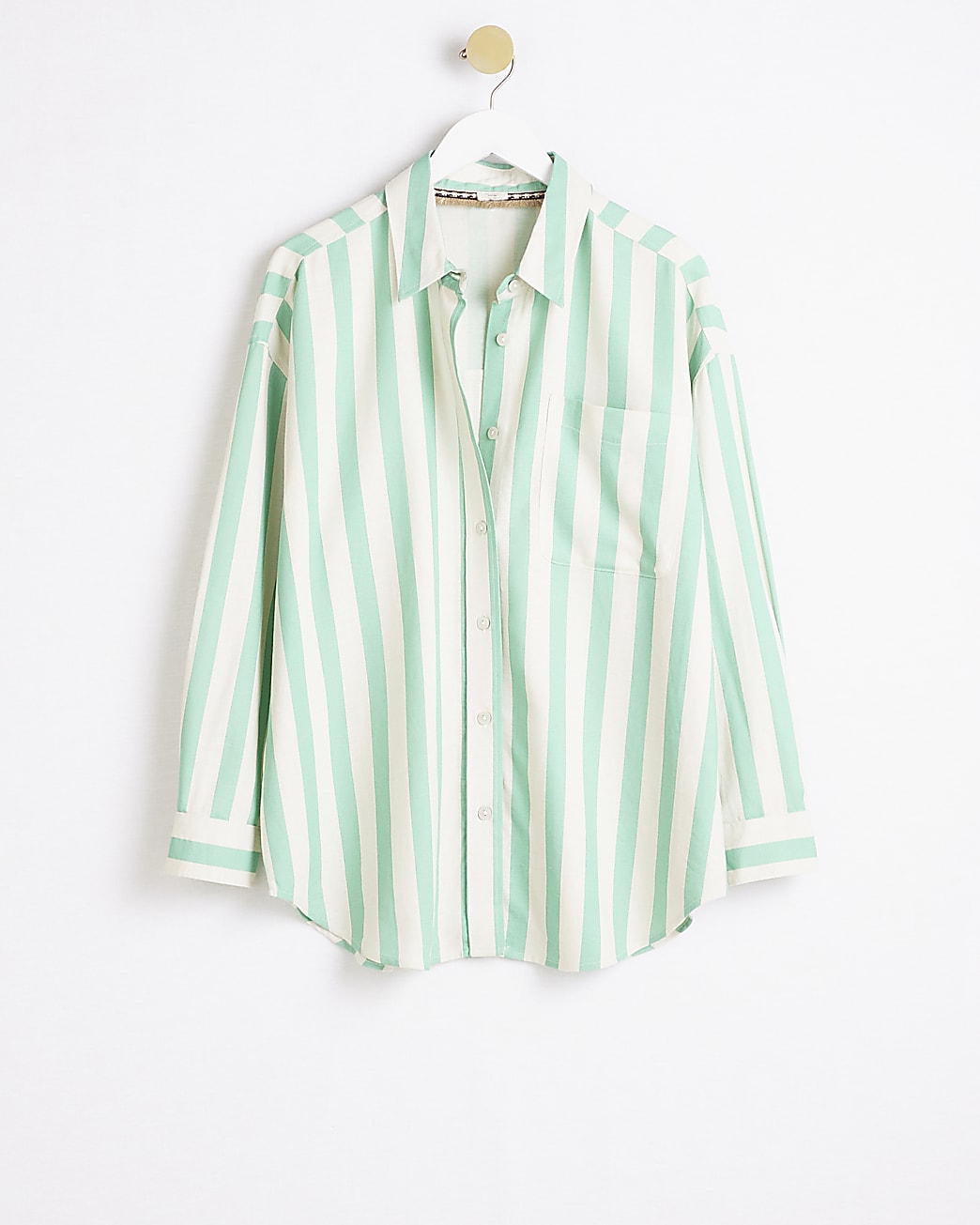 Green stripe shirt with linen blend