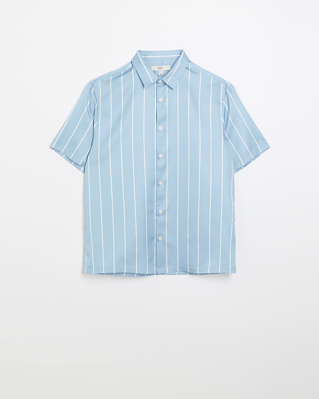 Blue regular fit striped short sleeve shirt