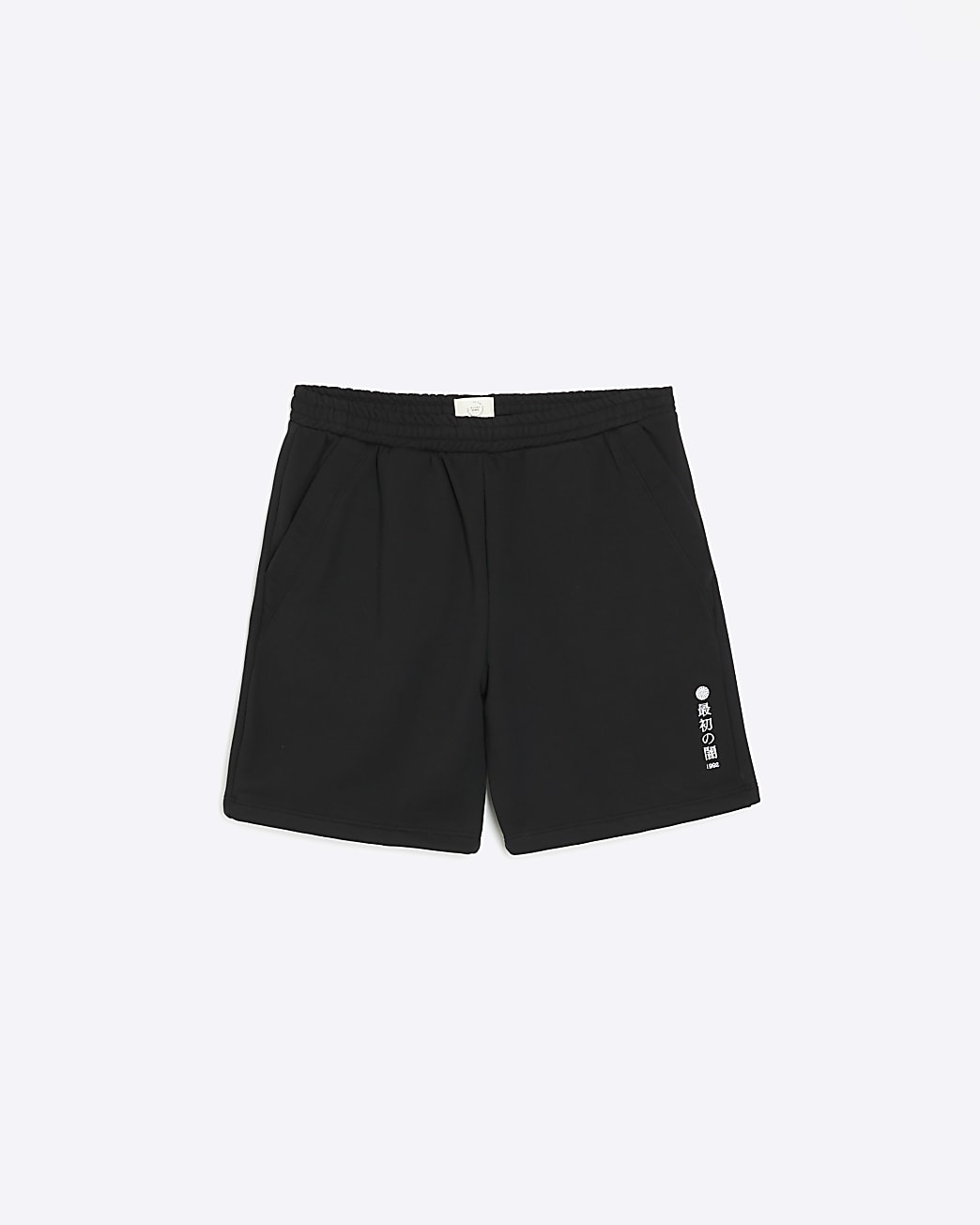 Black regular fit embroidered shorts