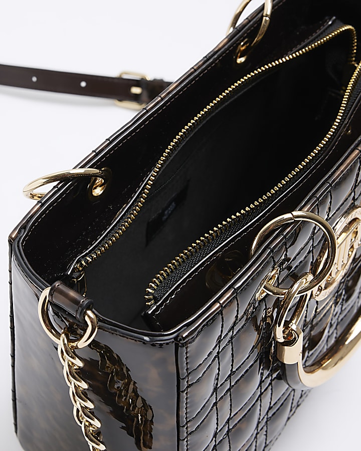 Brown tortoise shell tote bag