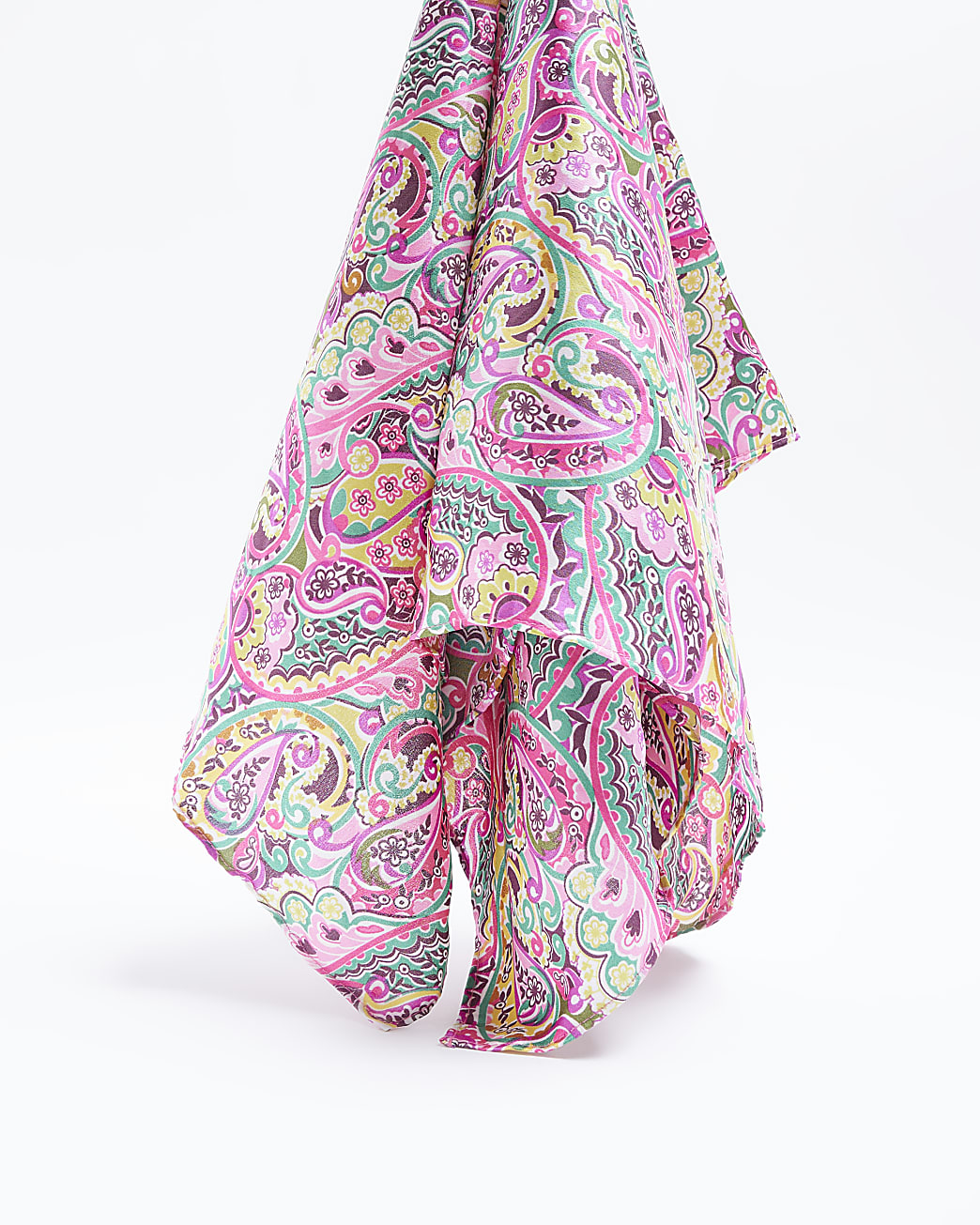 Pink paisley tie up hair bandana