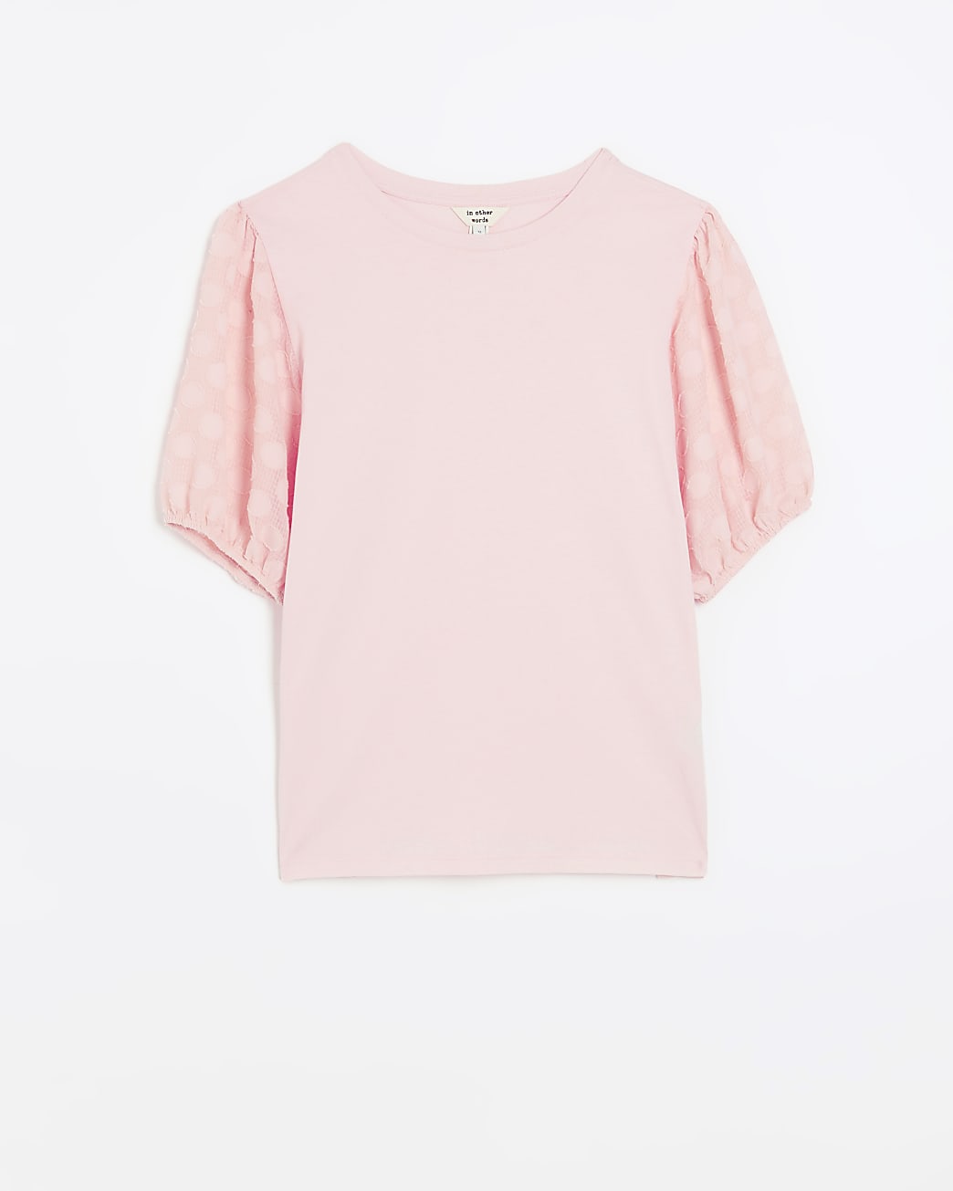 Coral woven sleeve t-shirt