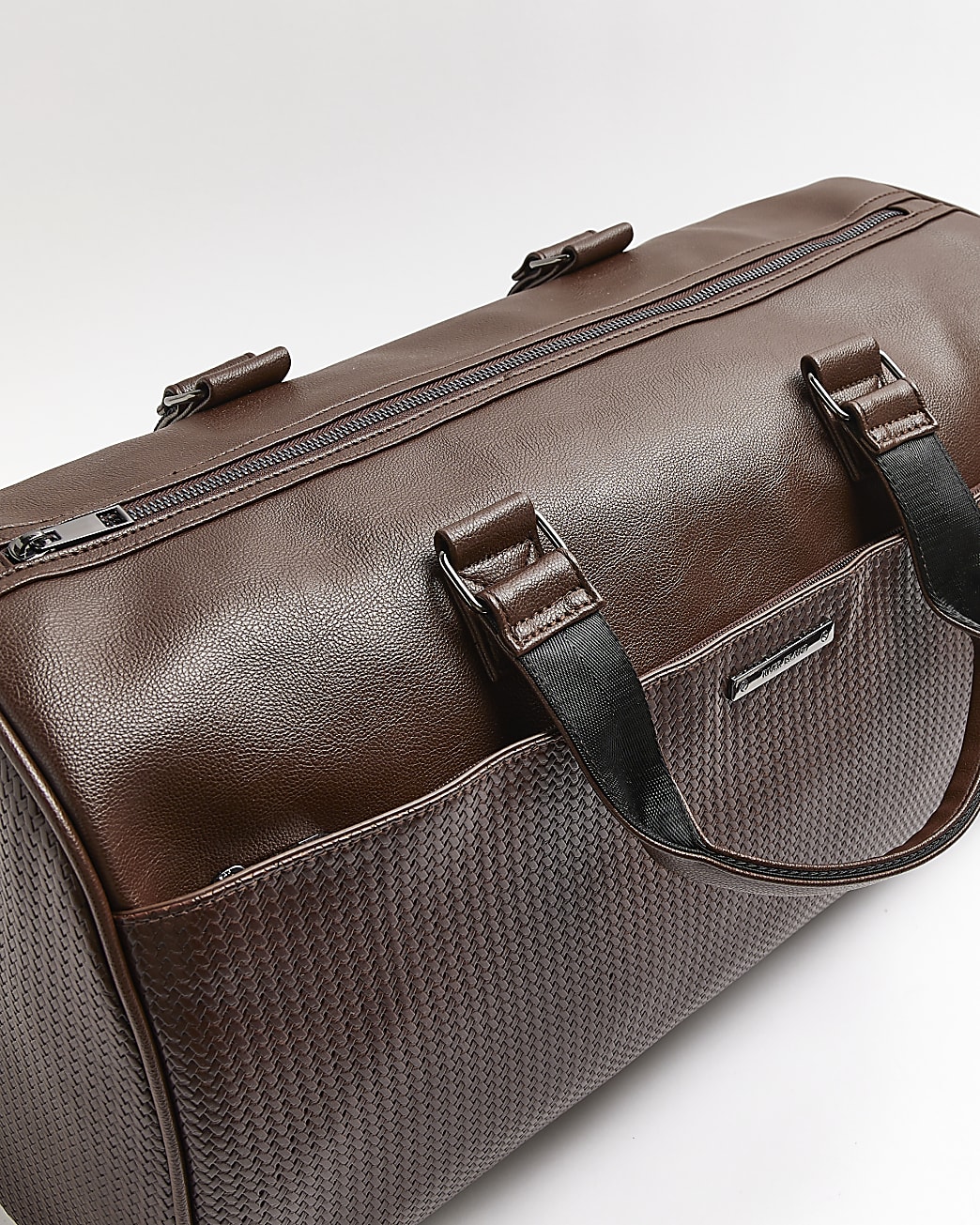 Brown faux leather Weave Holdall