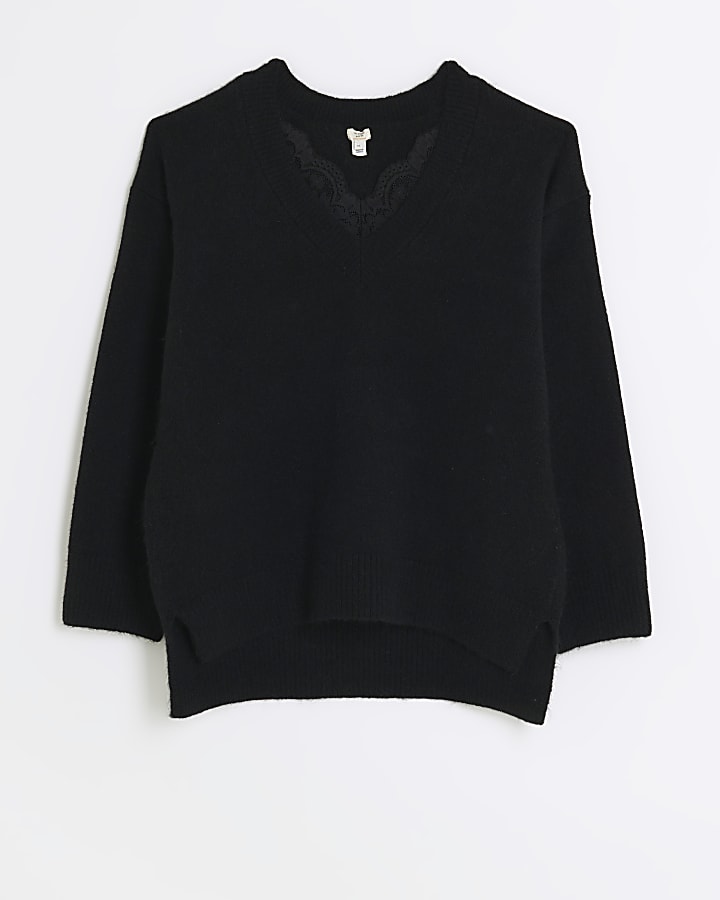 Black lace trim jumper