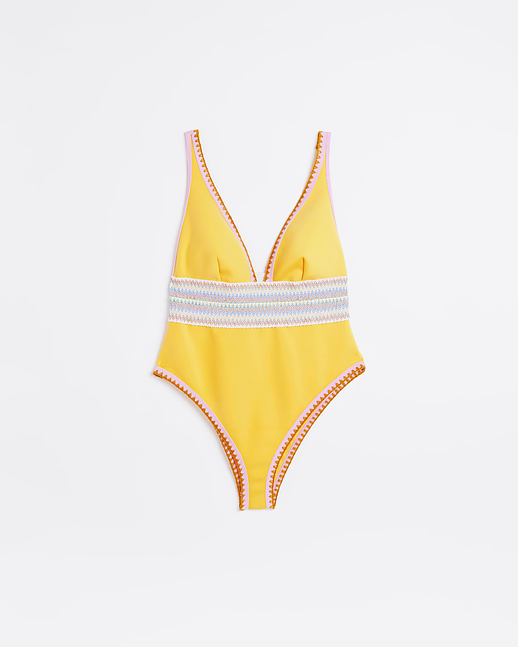 Orange shirred swimsuit