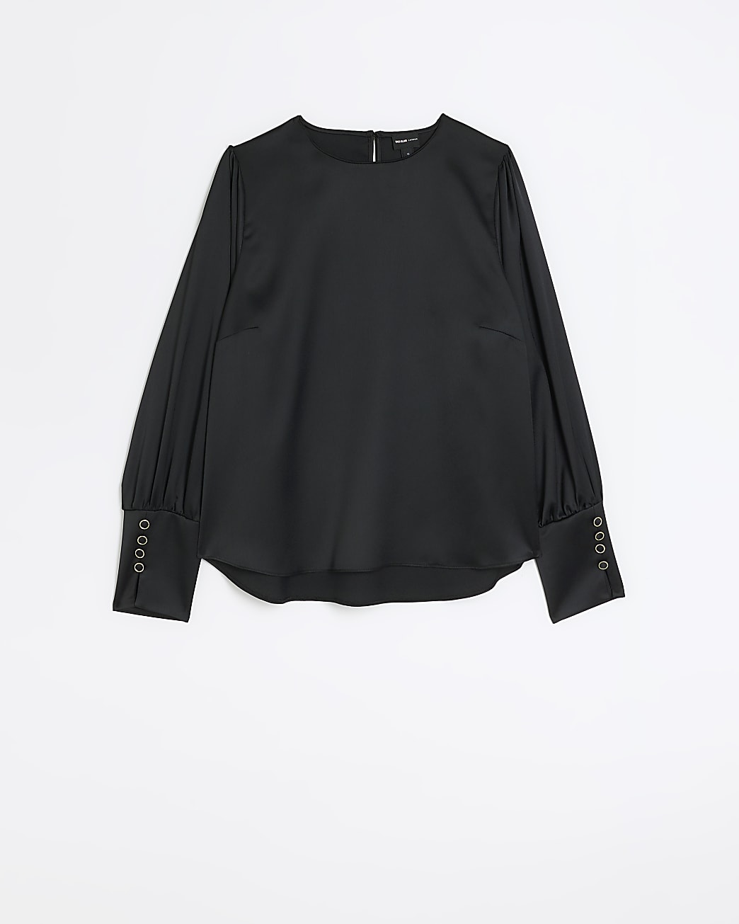 Black satin deep cuff blouse