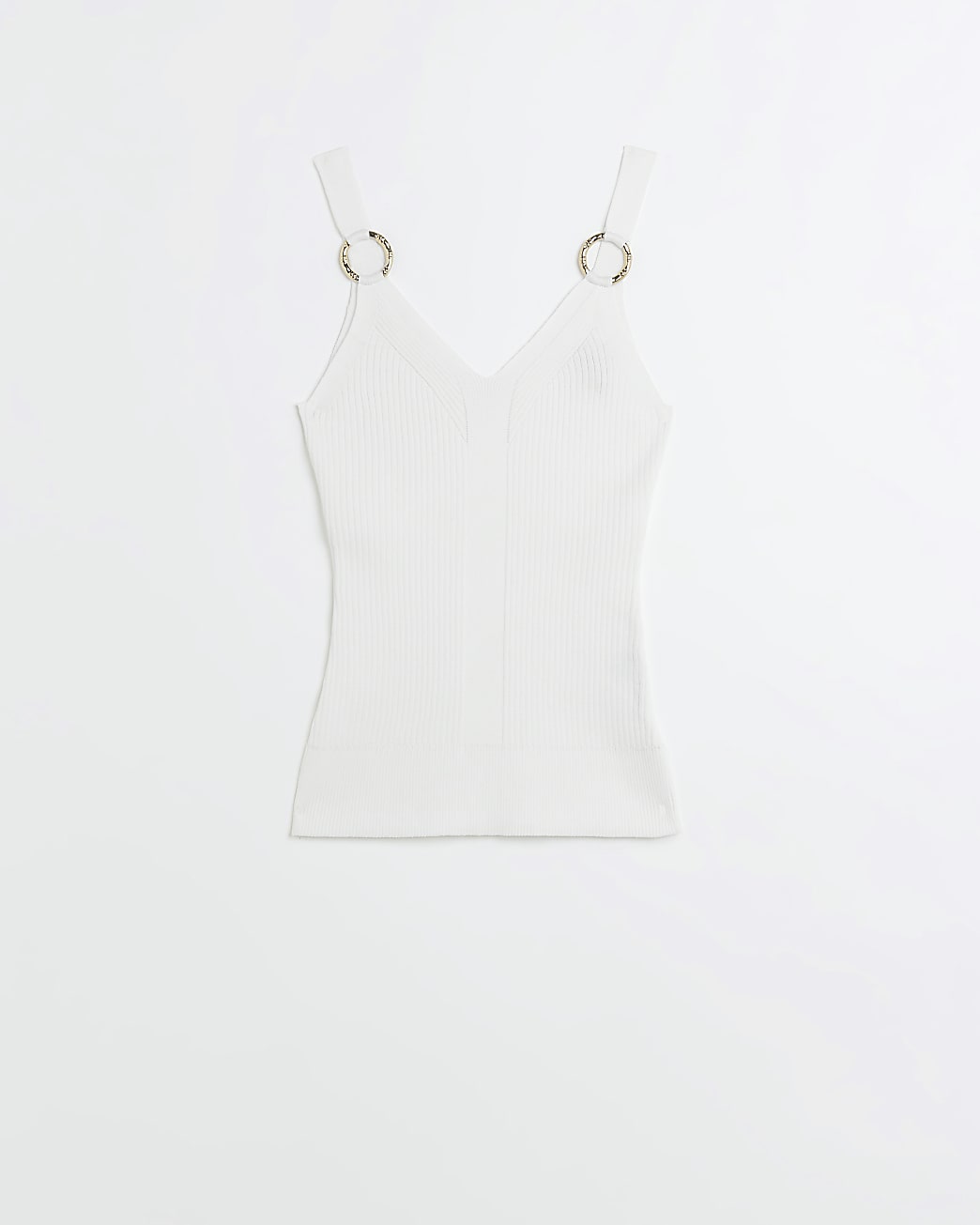 White Ribbed Knitted Vest