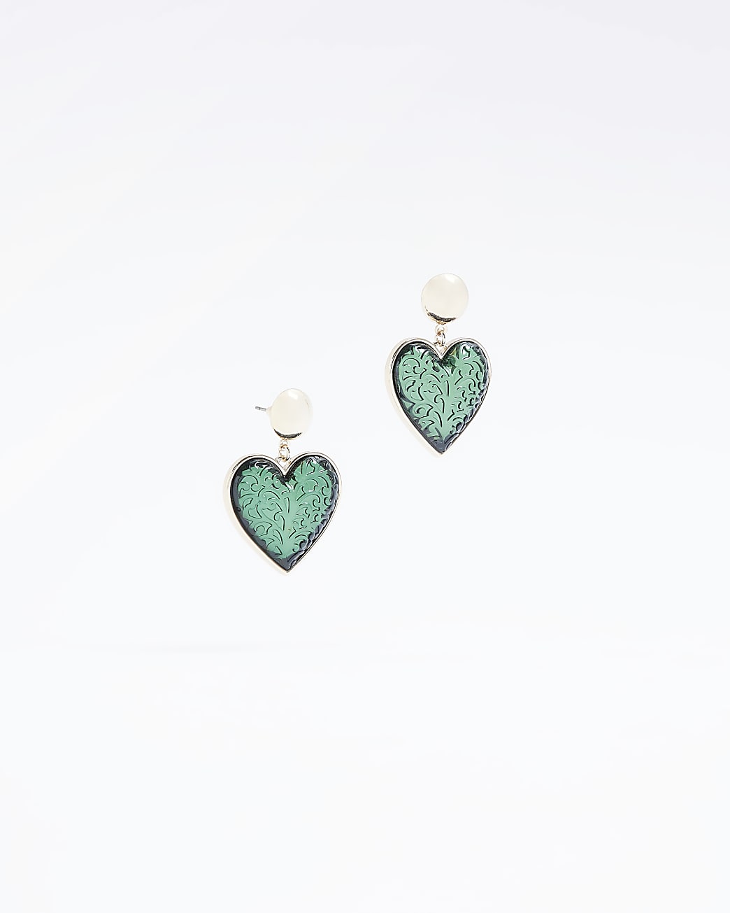 Gold heart drop earrings