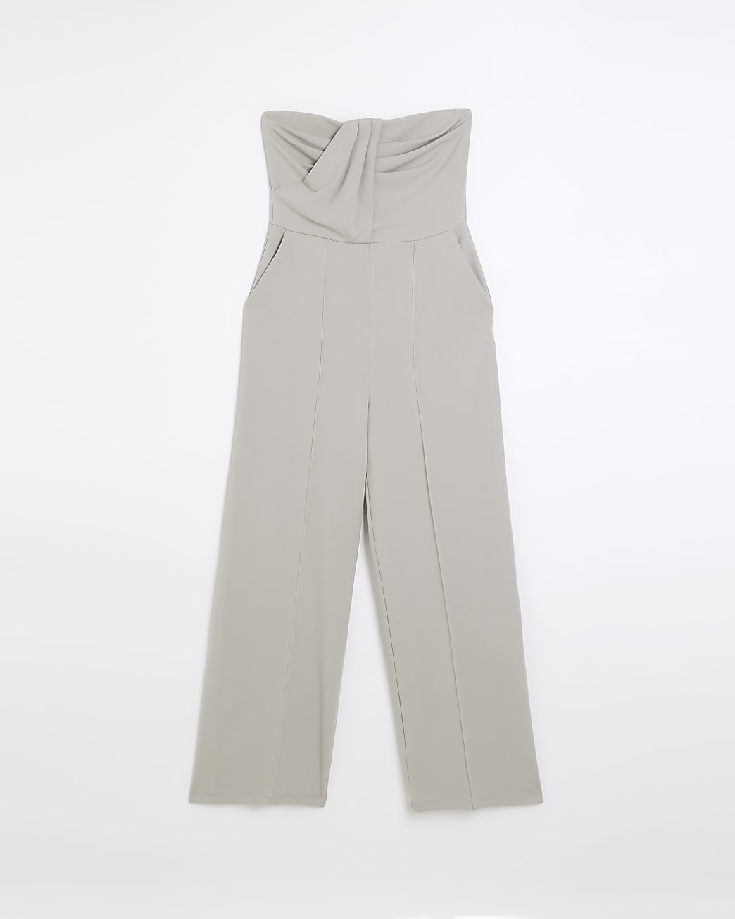Grey bandeau wide leg jumpsuit