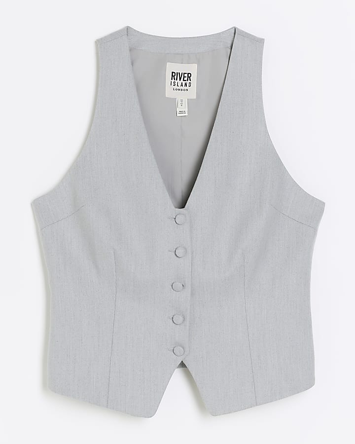 Grey Button Front Waistcoat