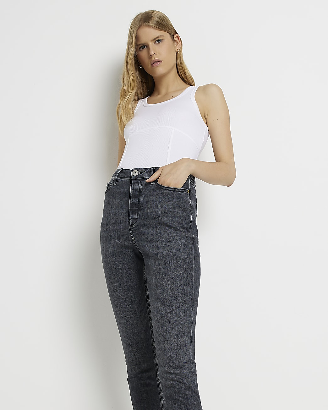 Black high waisted slim fit jeans