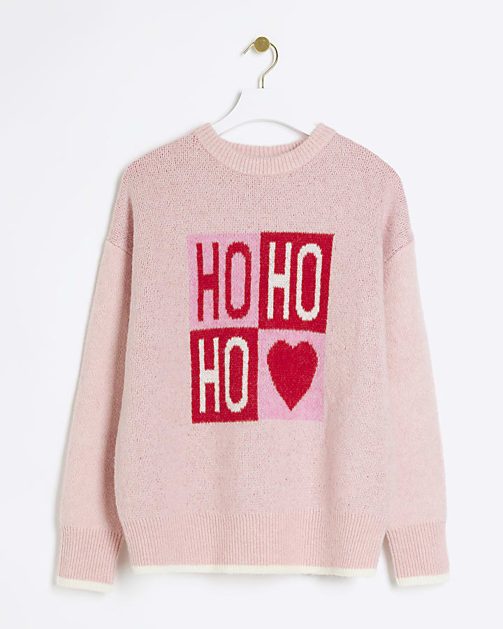 Pink block Christmas jumper