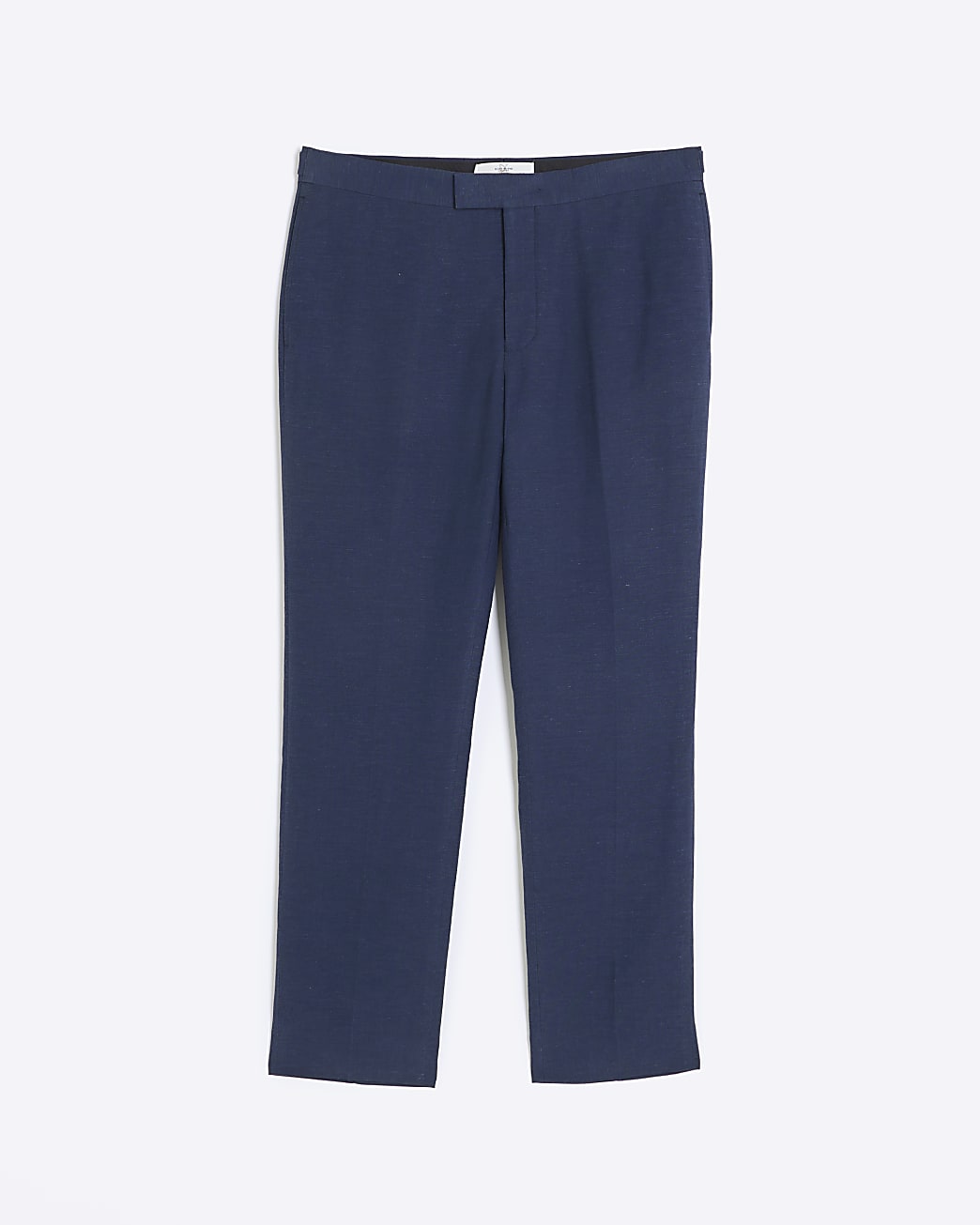 Blue slim fit linen blend suit trousers