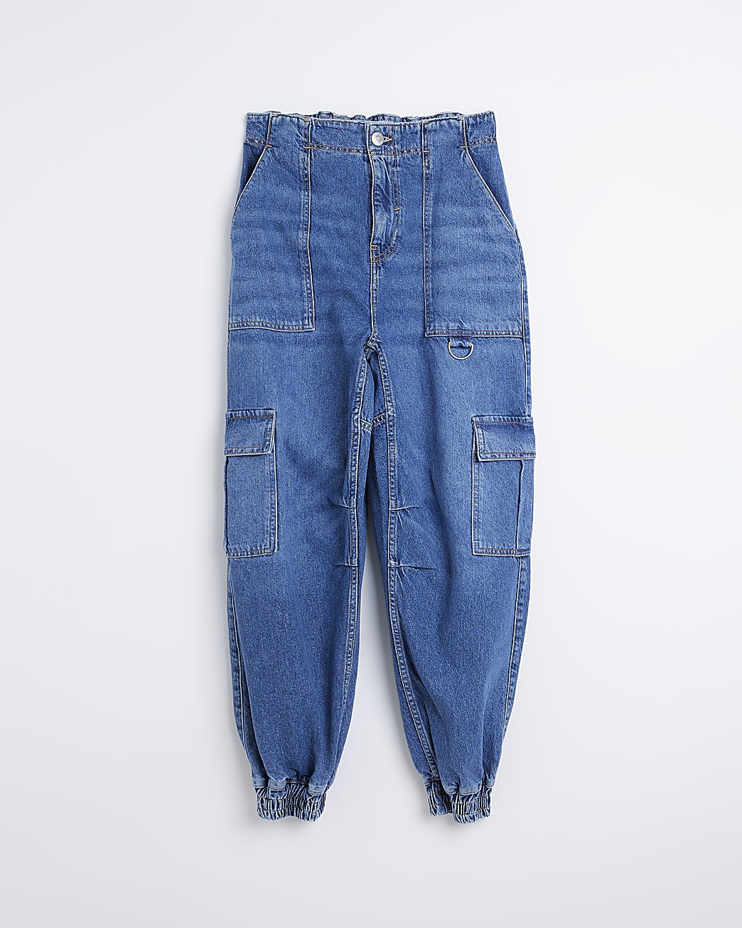 Blue high waisted cargo jeans