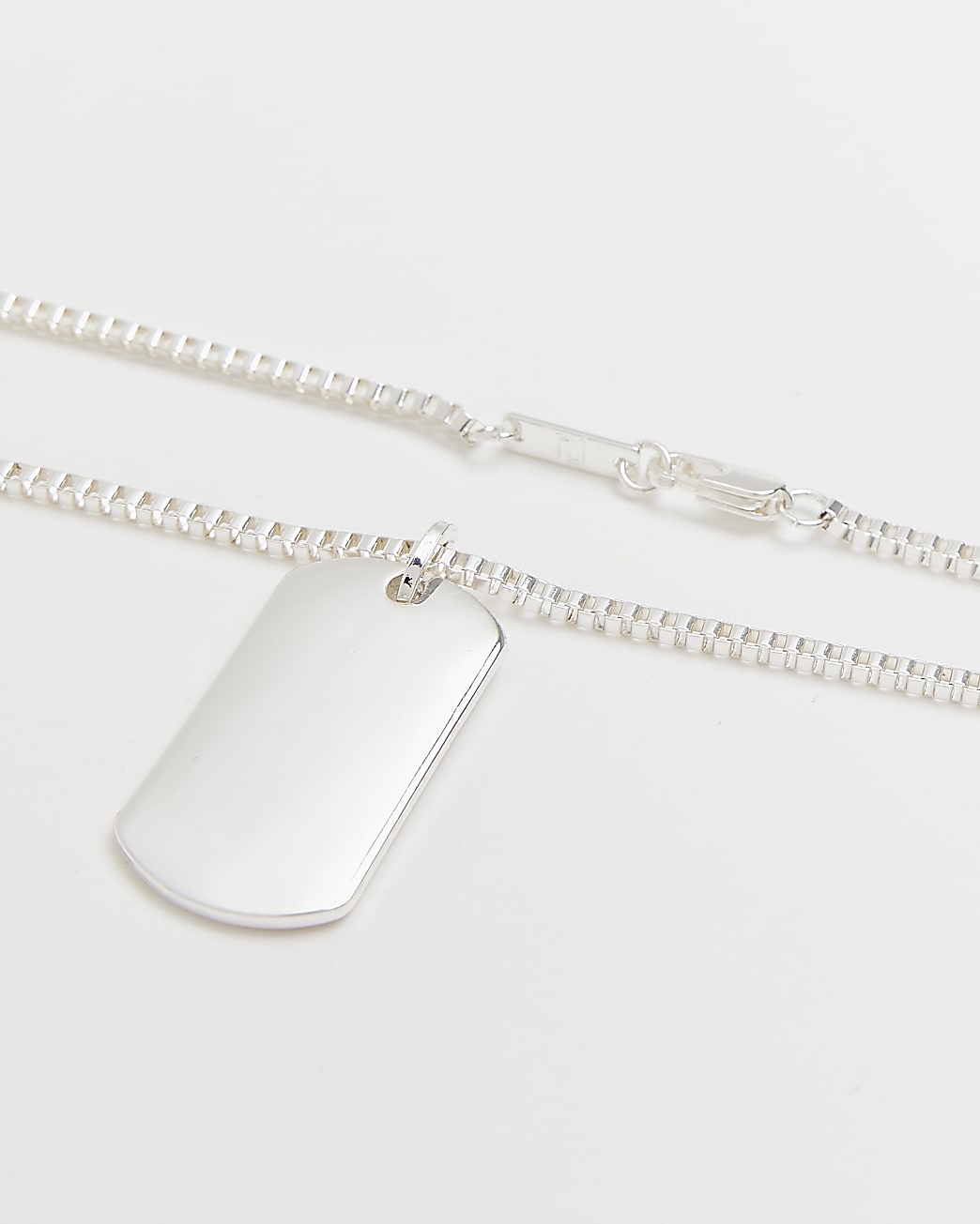 Silver plated Tag pendant necklace