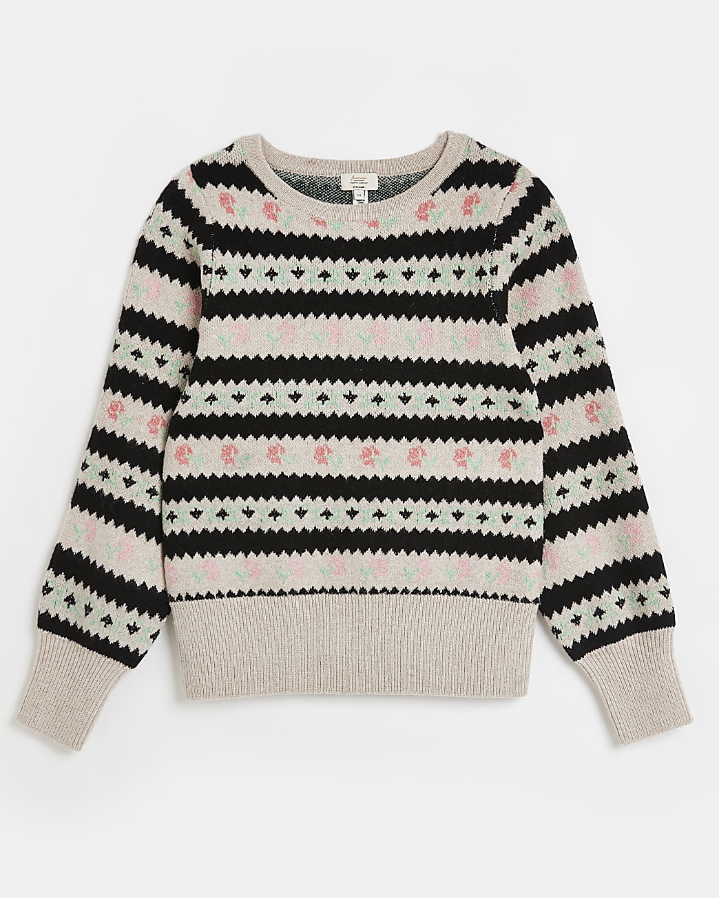 Cream floral fairisle maternity jumper