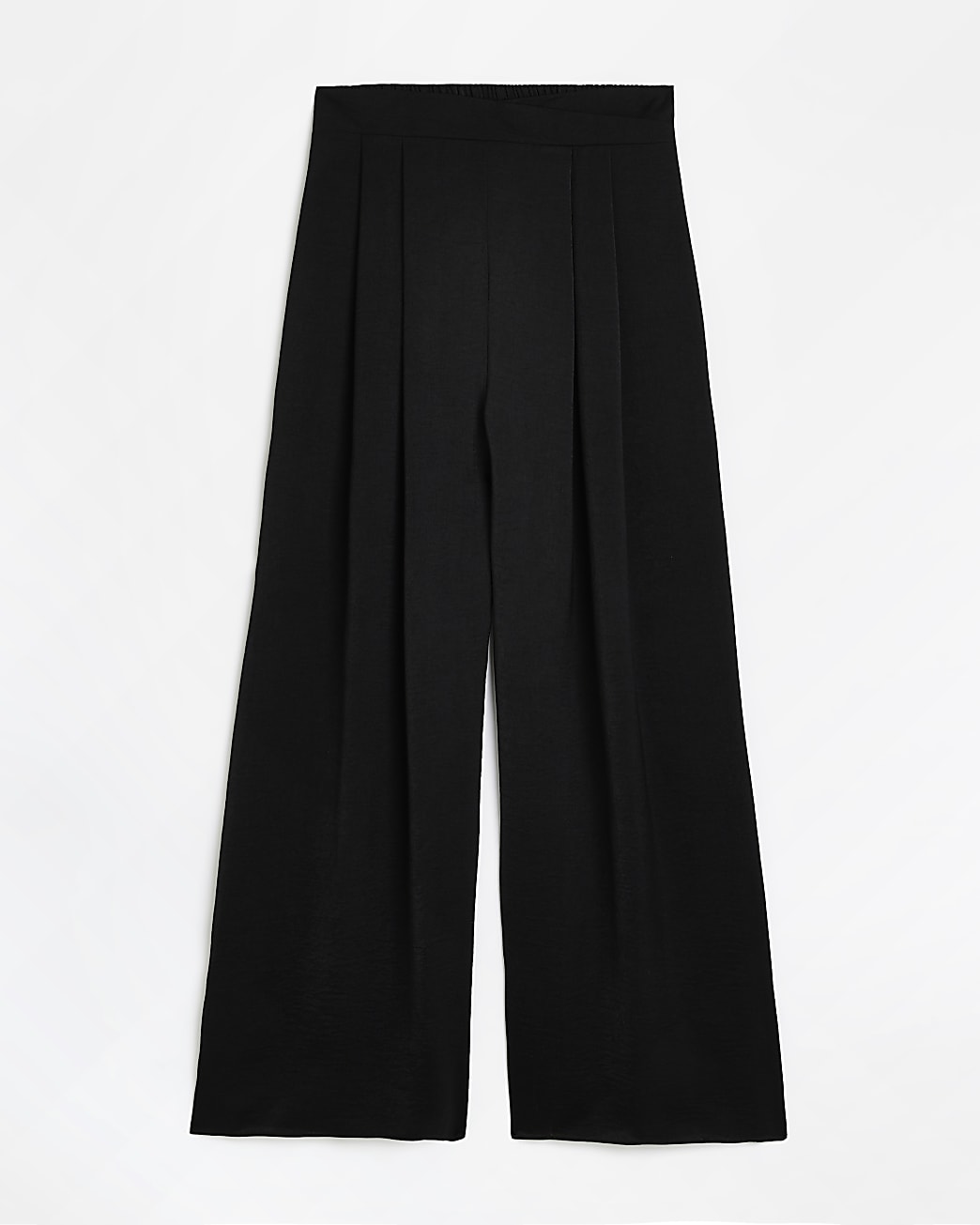 Black wide leg pleated trousers