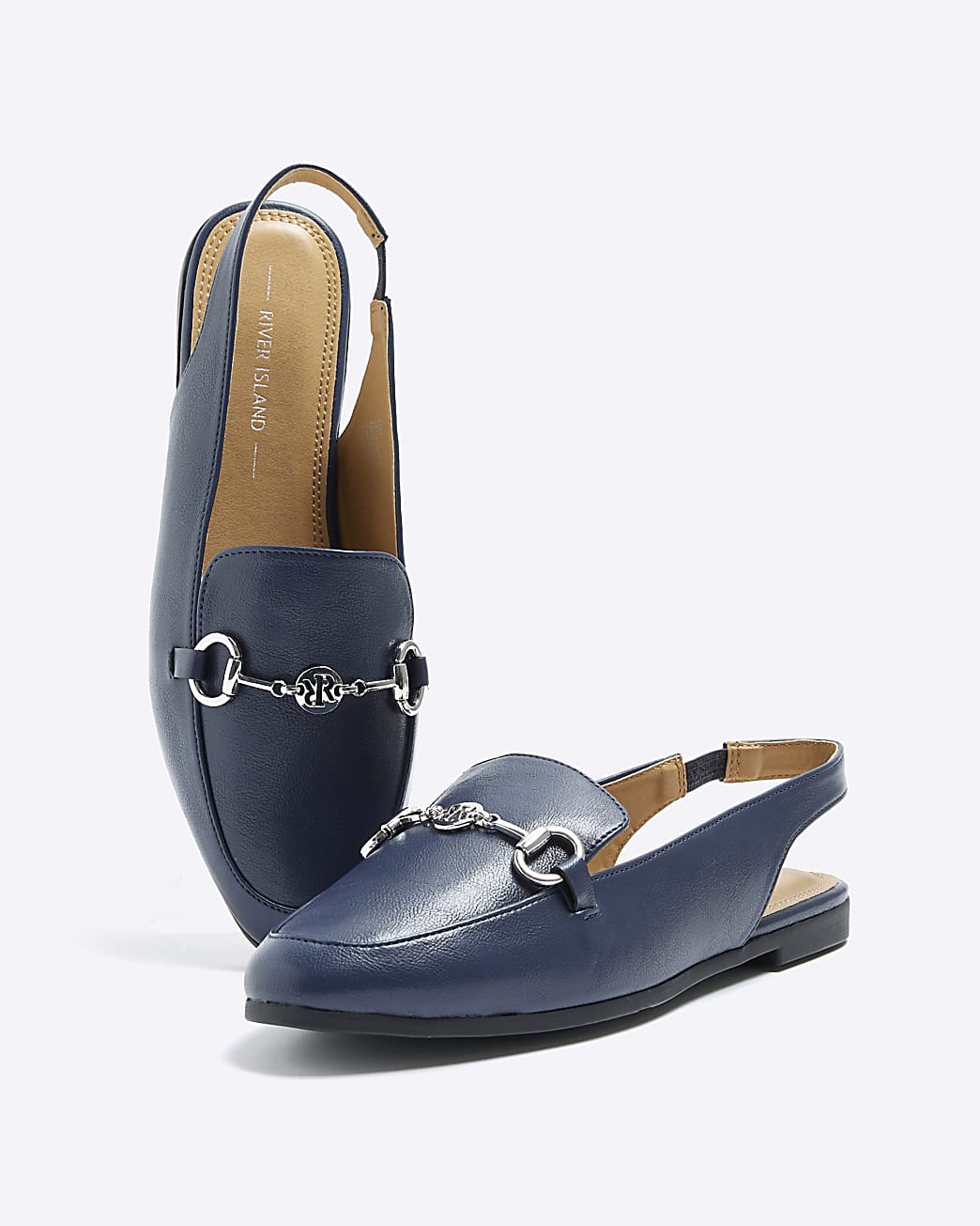 Navy slingback loafers
