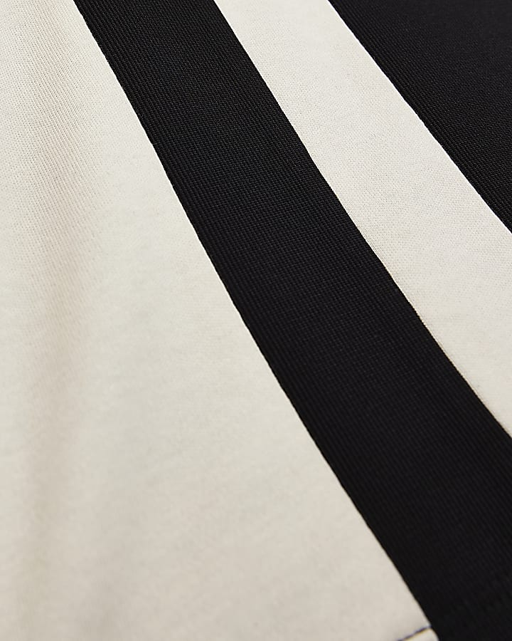 Black slim fit striped funnel polo shirt
