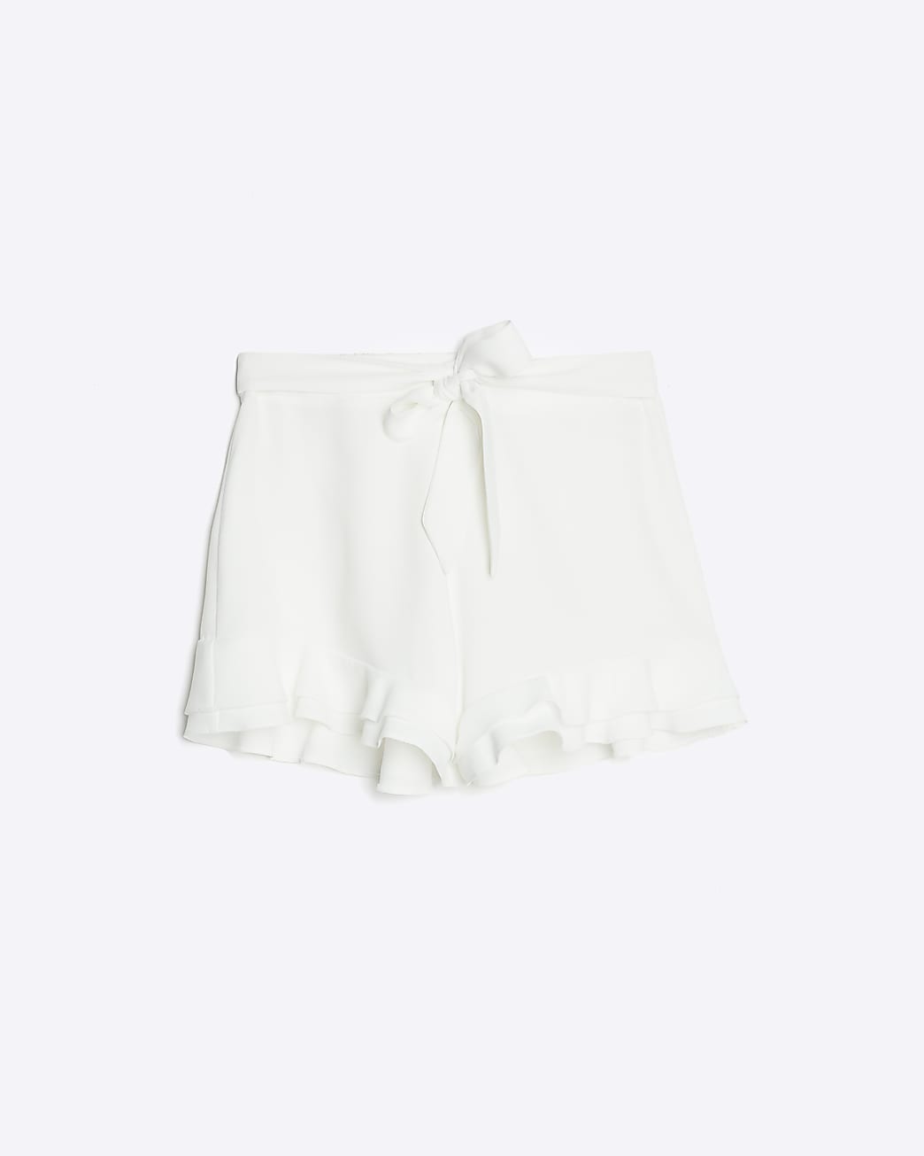 White Tie Front High Waisted Shorts