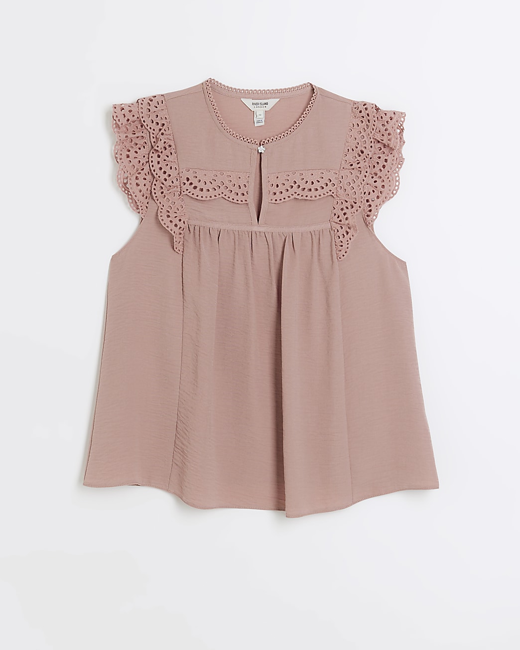 Pink ruffle sleeveless blouse
