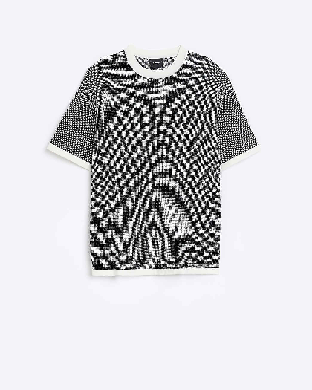 Black oversized fit textured knitted t-shirt