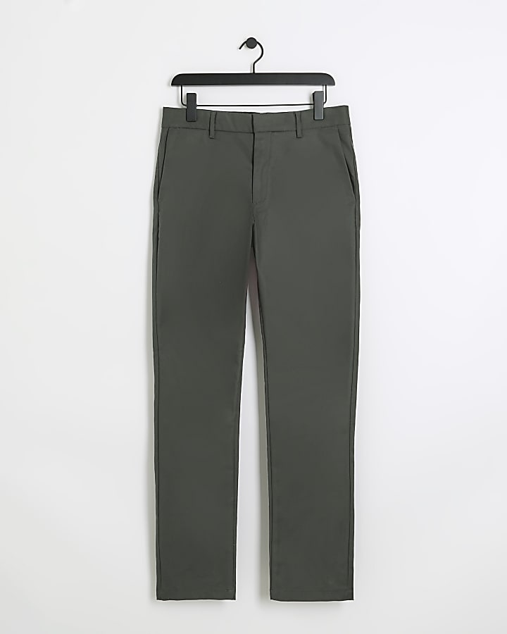 Khaki slim fit smart chino trousers