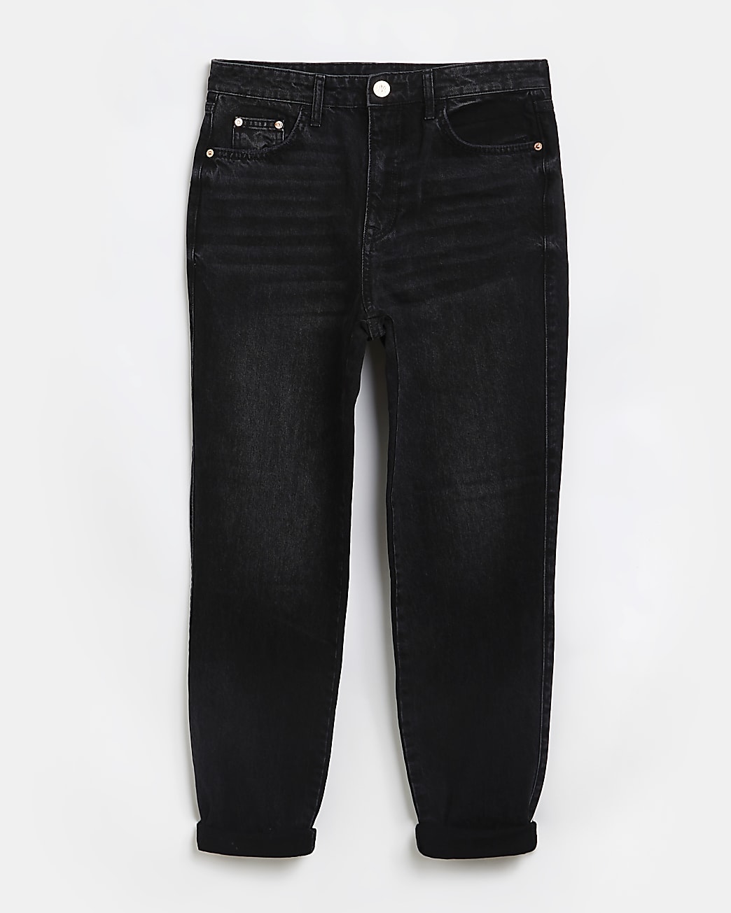 Black mid rise mom jeans