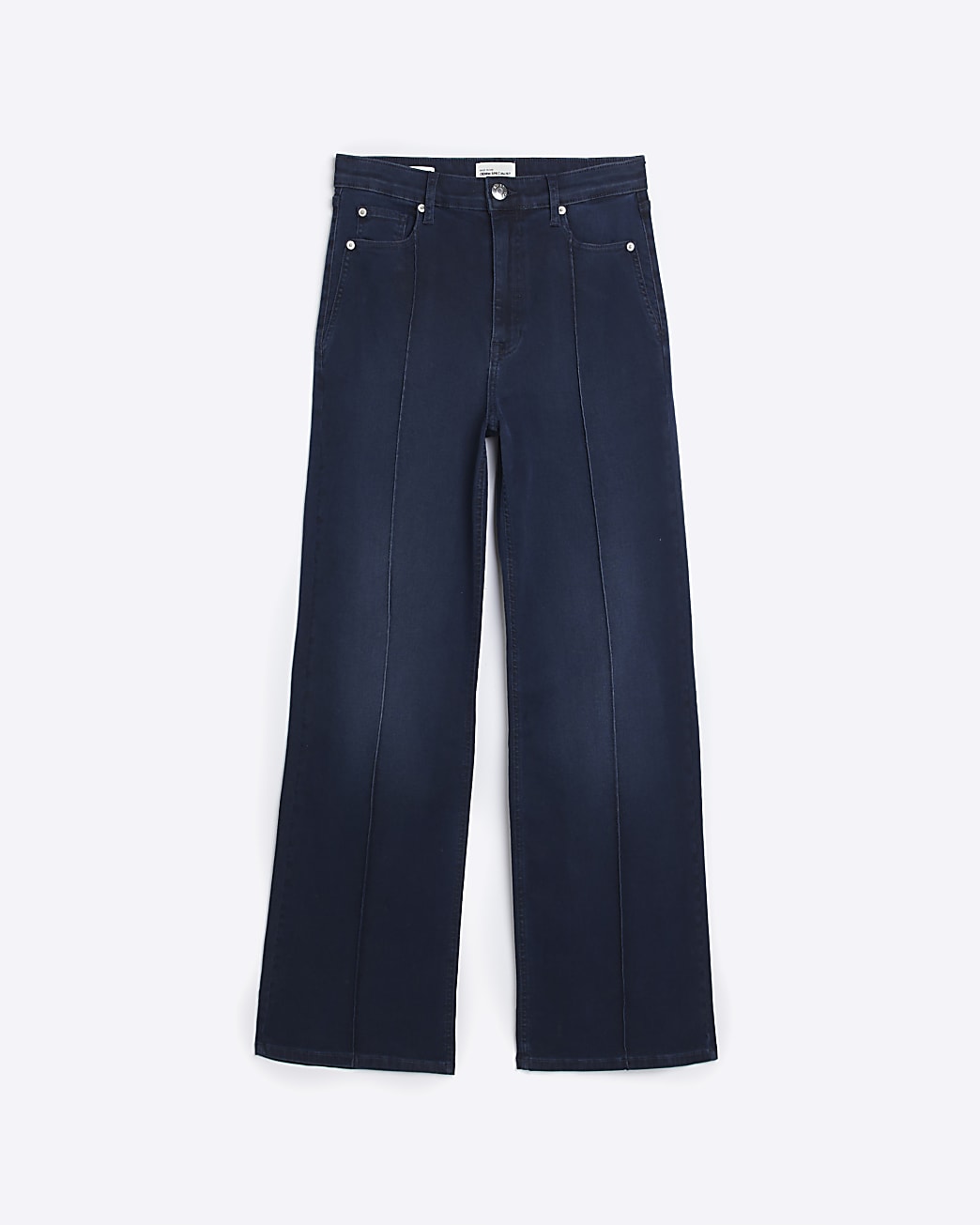 Blue high waisted straight leg jeans