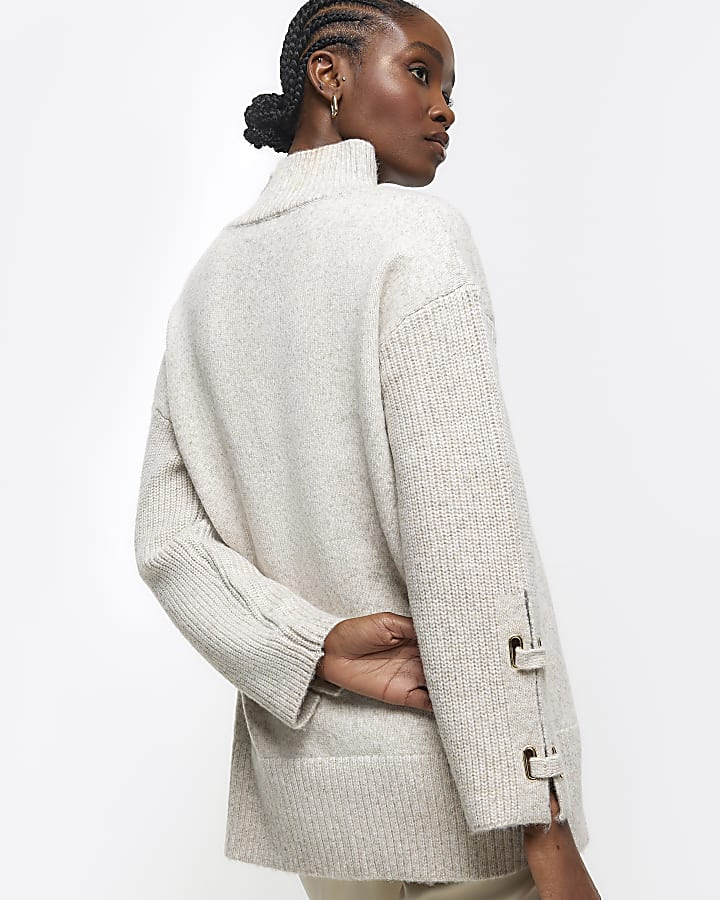 Beige cuff detail jumper