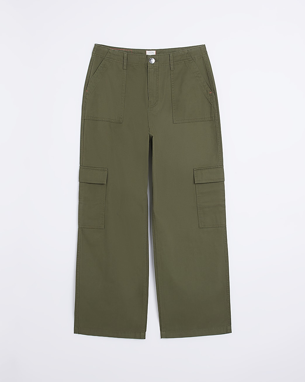 Khaki wide leg cargo trousers