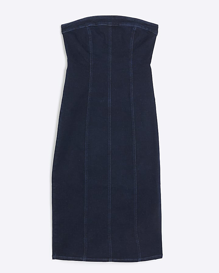 Blue denim bodycon midi dress