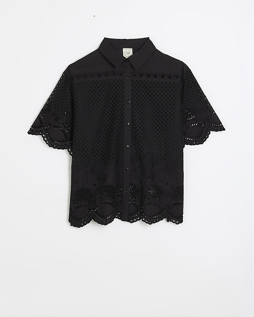 Black lace short sleeve shirt