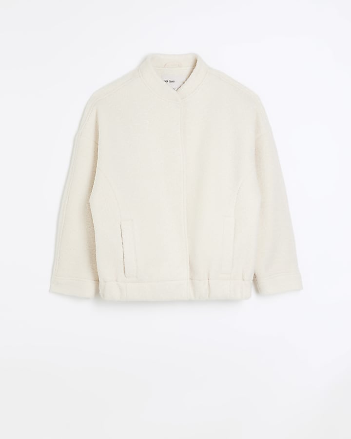 Cream oversized bomber jacket
