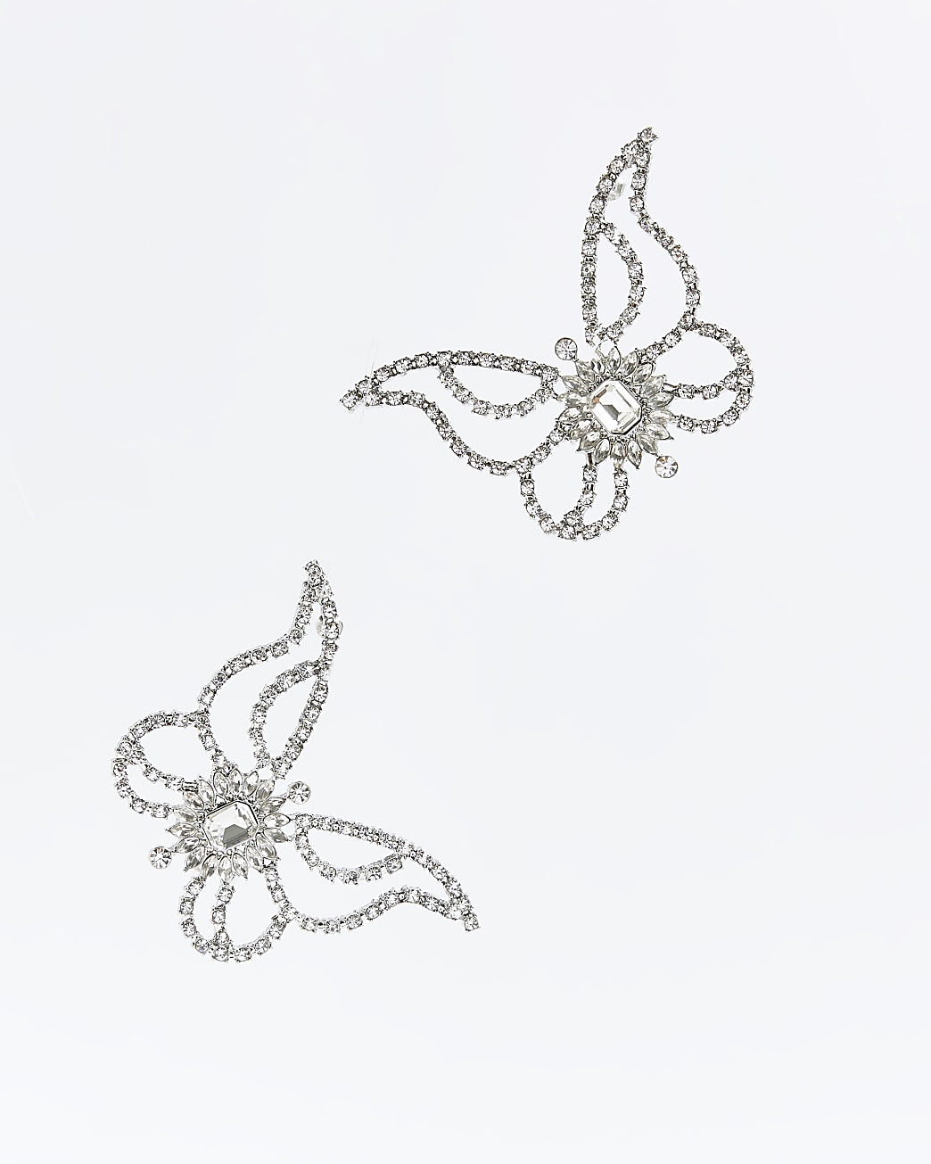 Silver butterfly stud earrings
