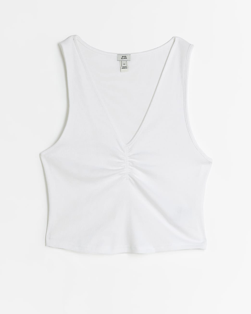 White ruched front crop top