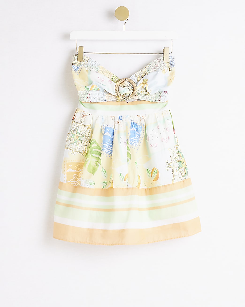 Orange Tropical print bandeau playsuit