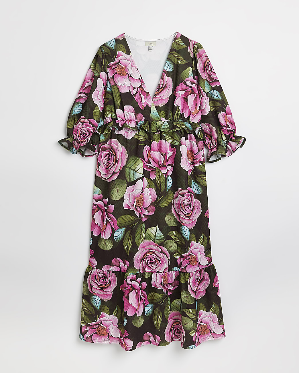 Maternity pink floral midi dress