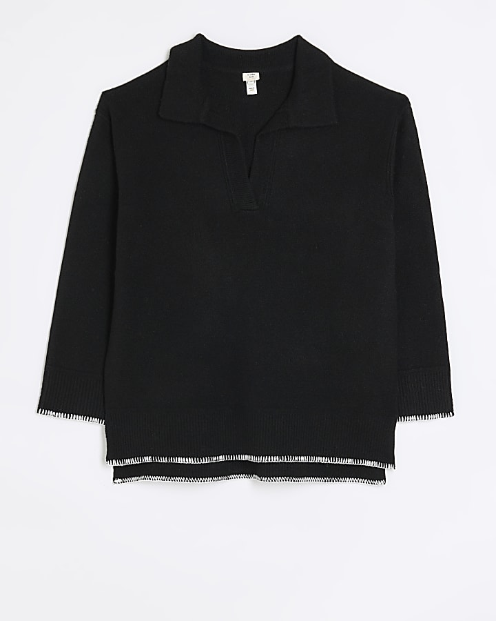 Black collared cosy jumper