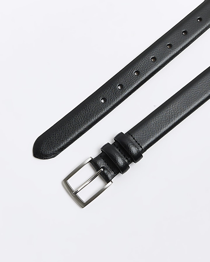 Black leather suit belt