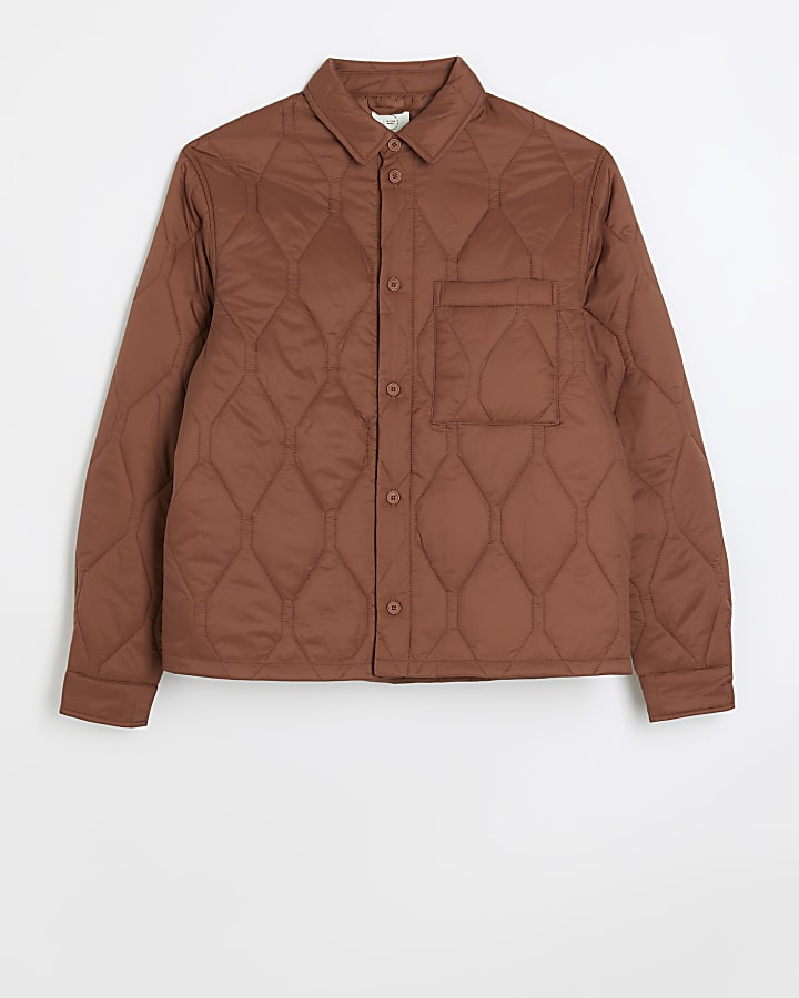 Orange regular fit quilted jacket